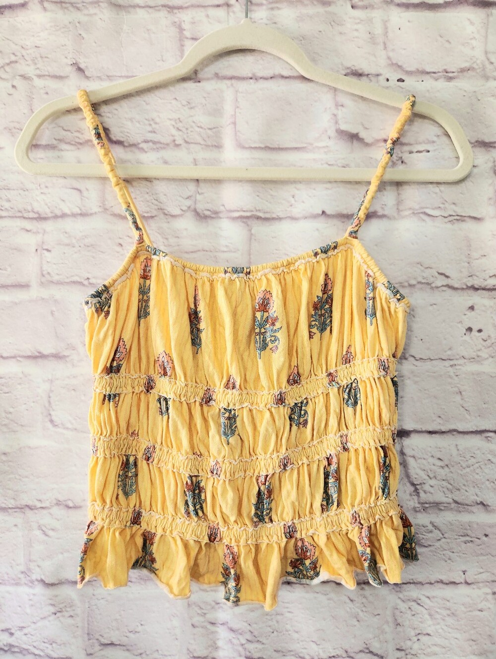 We the Free by Free People yellow floral cami tank top size small